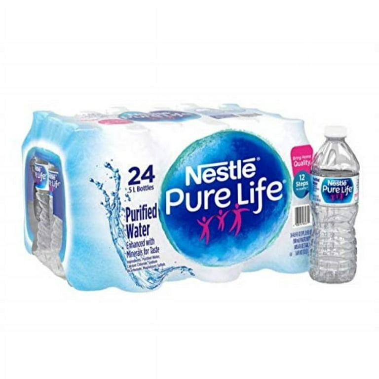 Pure Life Purified Bottled Water, 16 Ounce, 24-pack
