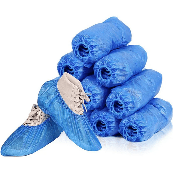neszzmir 100 Pack Disposable Shoe Covers (50 Pairs) – Waterproof, Non-Slip, Durable Boot Covers for Indoor Carpet, Construction, Workplace, Cleaning, One Size Fits Most – Blue