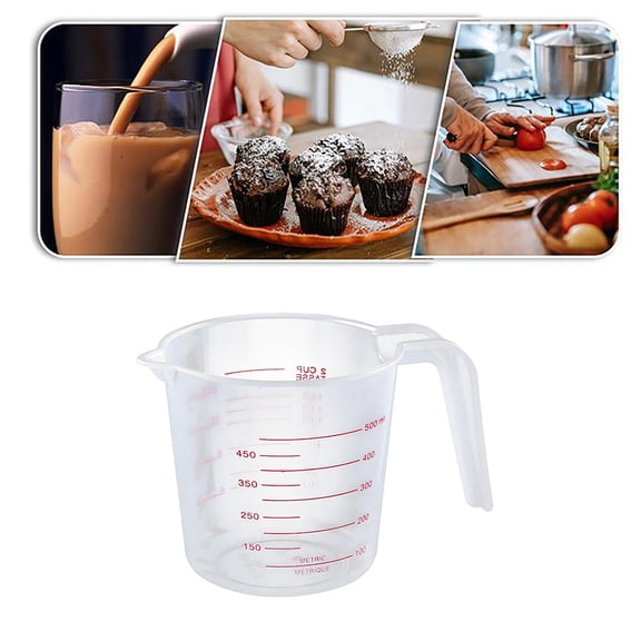 neszzmir 500ml Plastic Graduated Measuring Cup, Liquid Measure Cup for Water, Oil, Milk, and Baking, Reusable with Scale