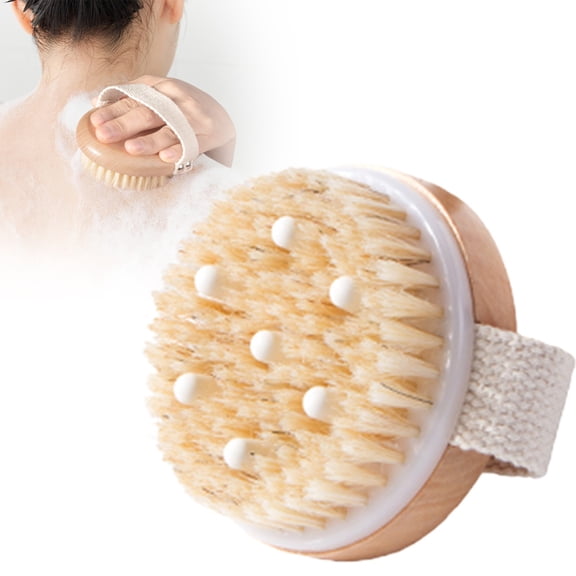 neszzmir Boar Bristle Bath Brush – Natural Wooden Handle Body Scrub for Exfoliating, Dry & Wet Skin, Shower Back Scrubber for Men & Women