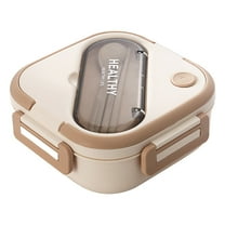 neszzmir Insulated Stainless Steel Lunch Box 2-Compartment Leak-Proof Bento with Cutlery Portable Handle Dishwasher Safe Thickened Design 7x7x3 in