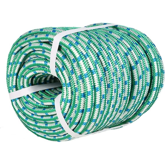 netuera 1/2Inch x 150FT Arborist Tree Rope 16 Strand Braided,Green, White & Blue