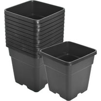 netuera 10 Pcs Plastic Planter Pots, 1/2/3/5/7/10 Gallon Black Flower Square Pot for Garden Yad Office with Drainage Hole