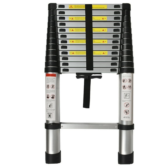 netuera 12.5 FT Telescoping Ladder 330 lbs Capacity Heavy Duty Aluminum Extendable Ladder Collapsible Locking Mechanism for Attic Household Use Outdoor Work