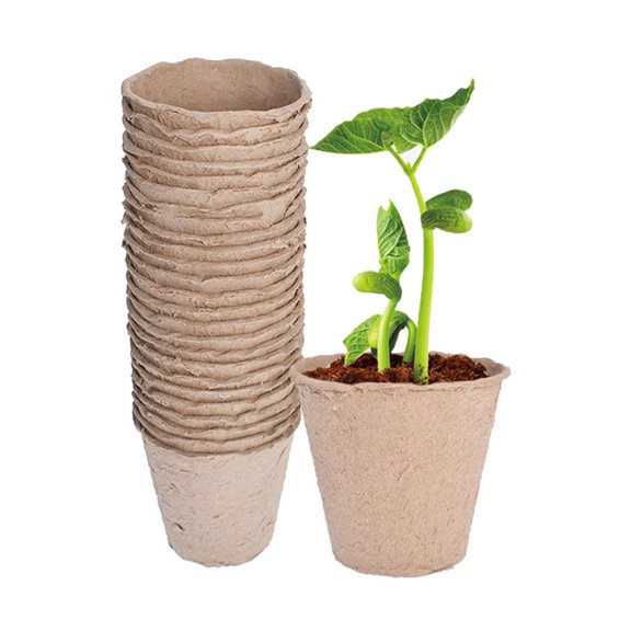 netuera 3.2" Seedling Paper Pots Biodegradable Paper Pulp Peat Pots Plant Pots Fit for Garden Nursery Seedlings 100 Pcs