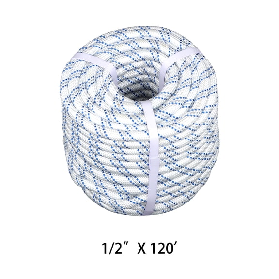 netuera Double Braid Polyester Arborist Bull Rope Rigging Rope Tree Rope 1/2" x 120'
