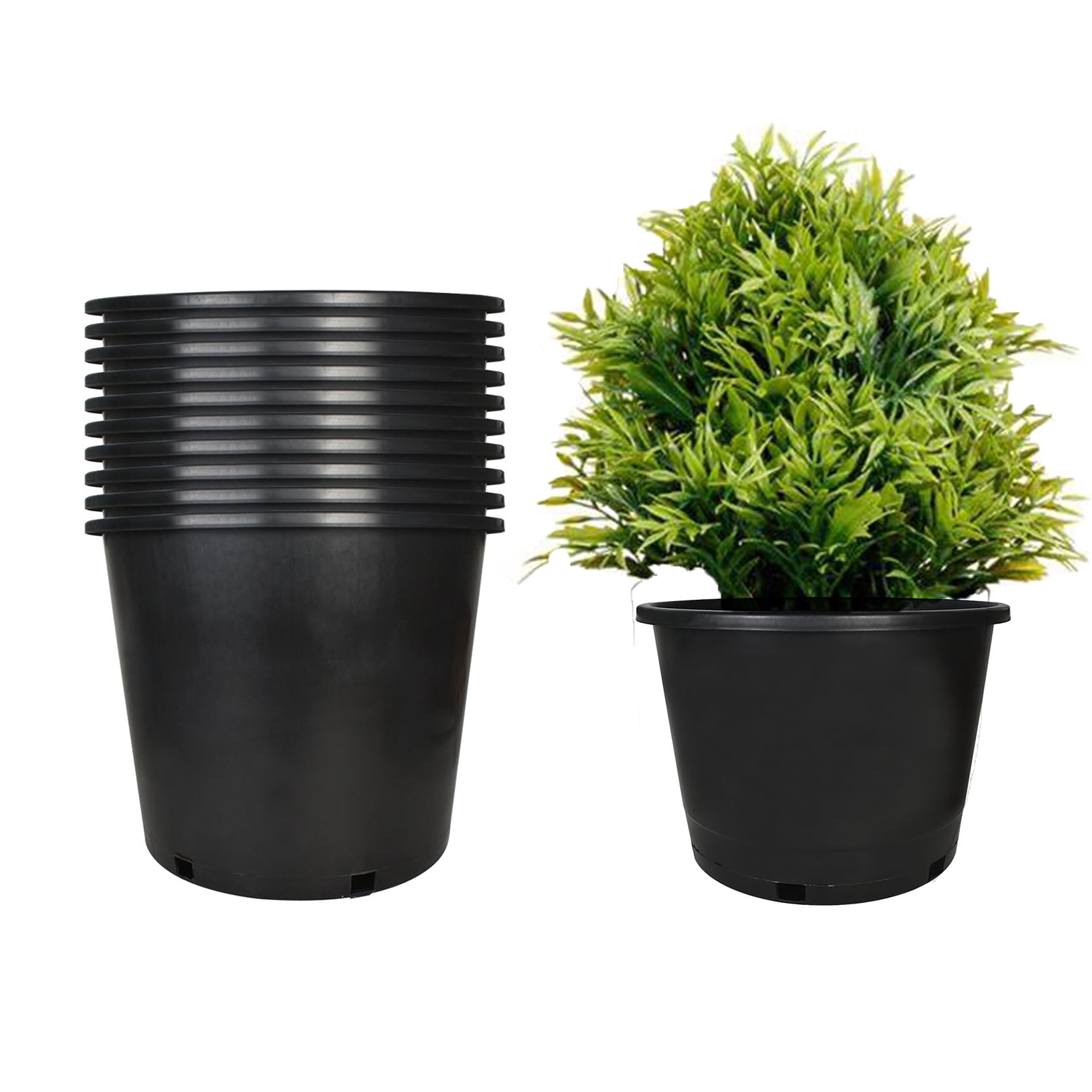 netuera Premium Black Plastic Nursery Plant Container Garden Planter ...