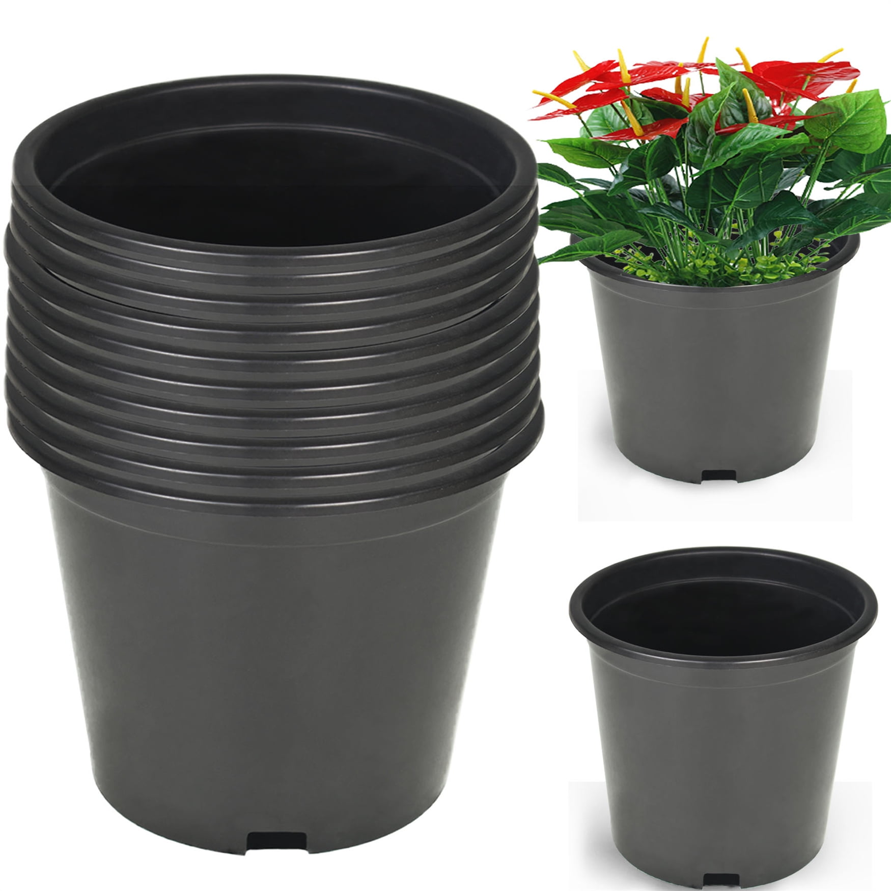 Netuera Premium Gallon Size Growing Black Plastic Nursery Plant ...