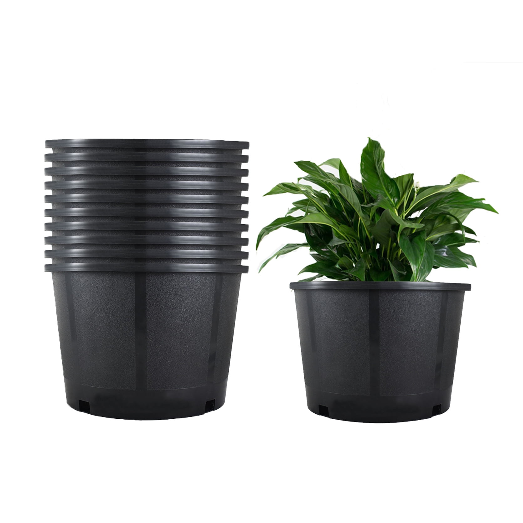 netuera Premium Black Plastic Nursery Plant Container Garden Planter ...