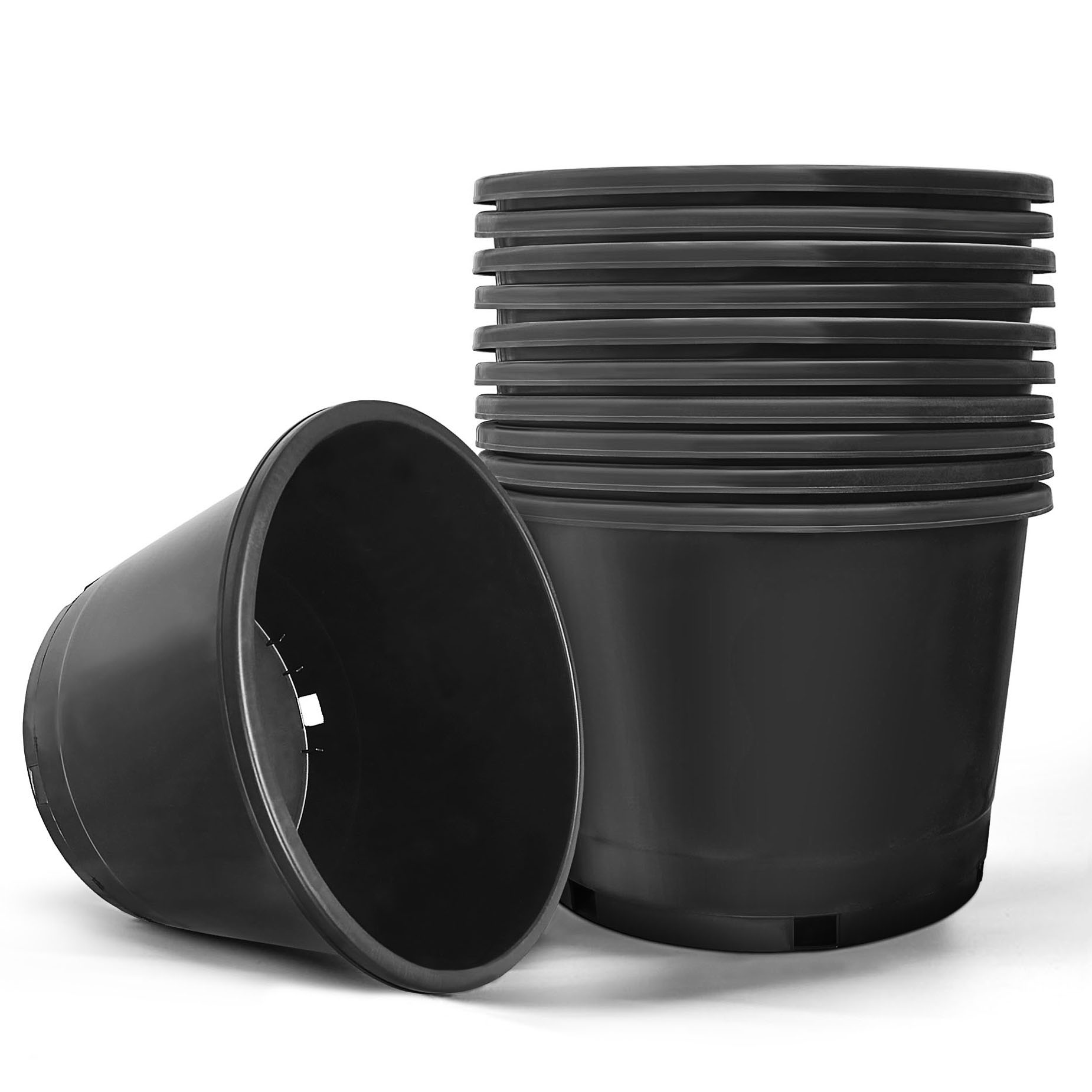 netuera Premium Black Plastic Nursery Plant Container Garden Planter ...
