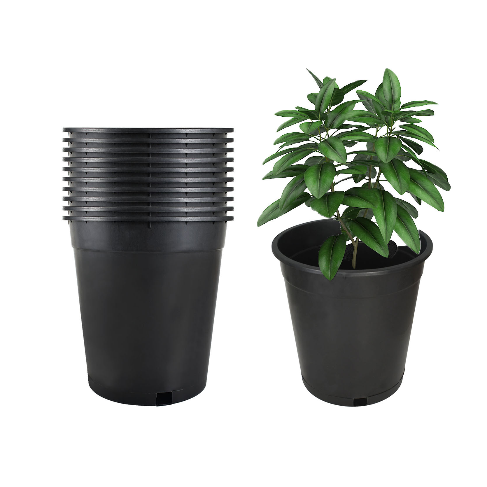 netuera Premium Black Plastic Nursery Plant Container Garden Planter ...