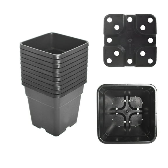 netuera Re-usable Square Nursery Pot 10 Gallon Plastic Grow Pots Plant 5 Pack