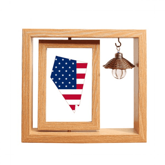 nevada amemap stars tripes flag shape Wooden Rotating Picture Photo Frame 4x6