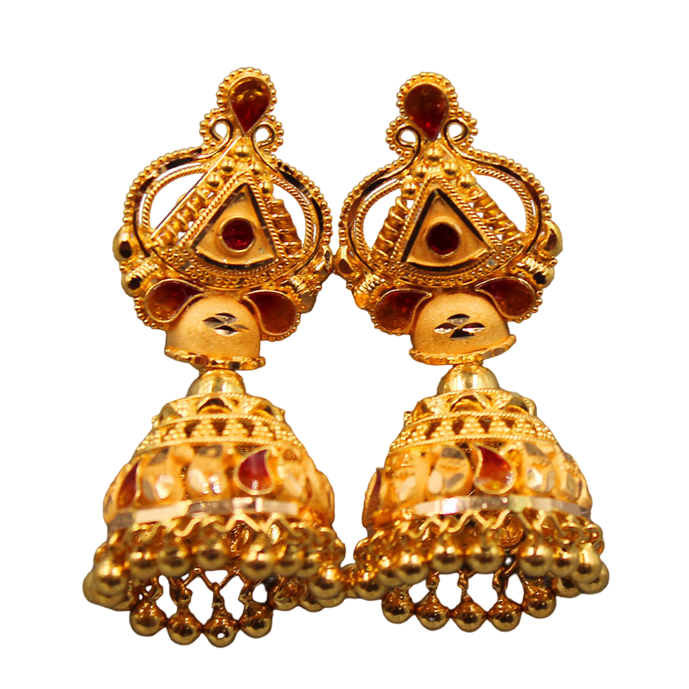 SIDDHI IMPEX new 22 carat seal real gold 3.2cm stud earring for half aunts good luck gift jewelry