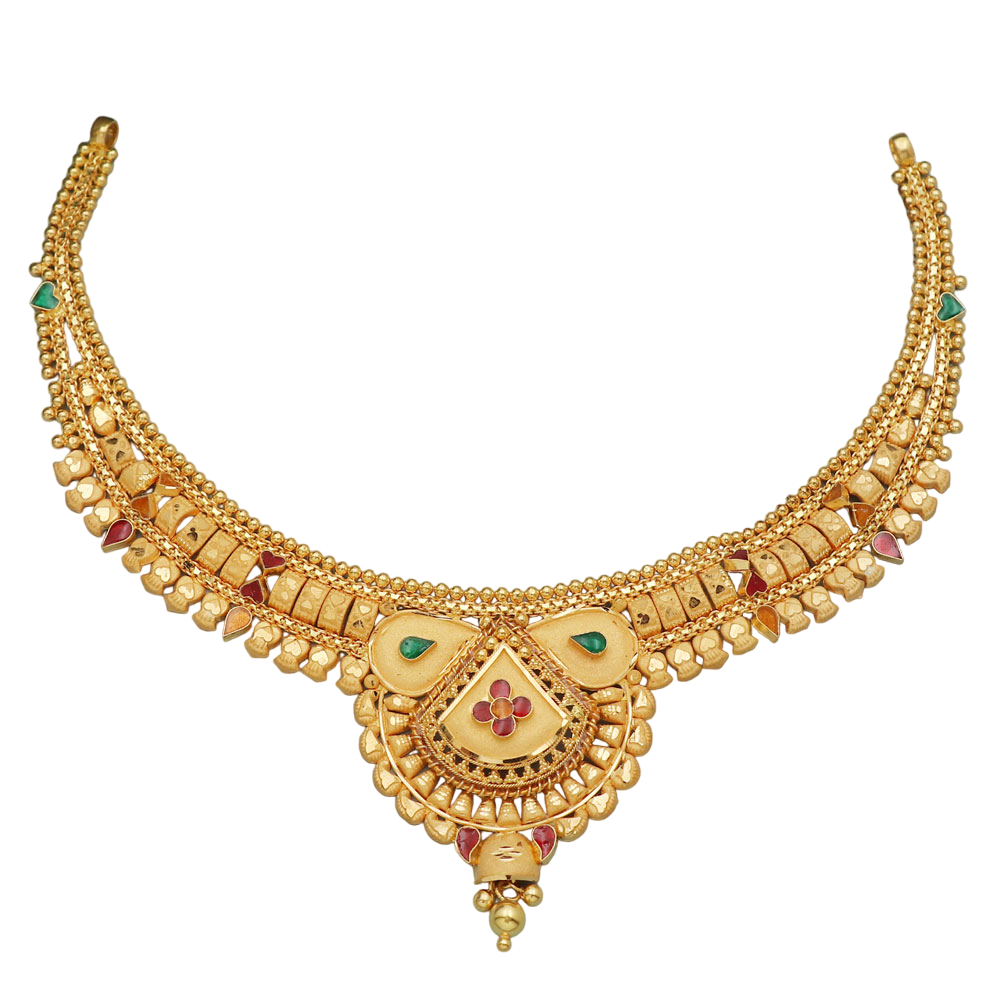 Siddhi Impex 22 karat print stunning gold 3.75" female necklace for 4 great grandchild Siddhi Impex year gift Adult Jewelry