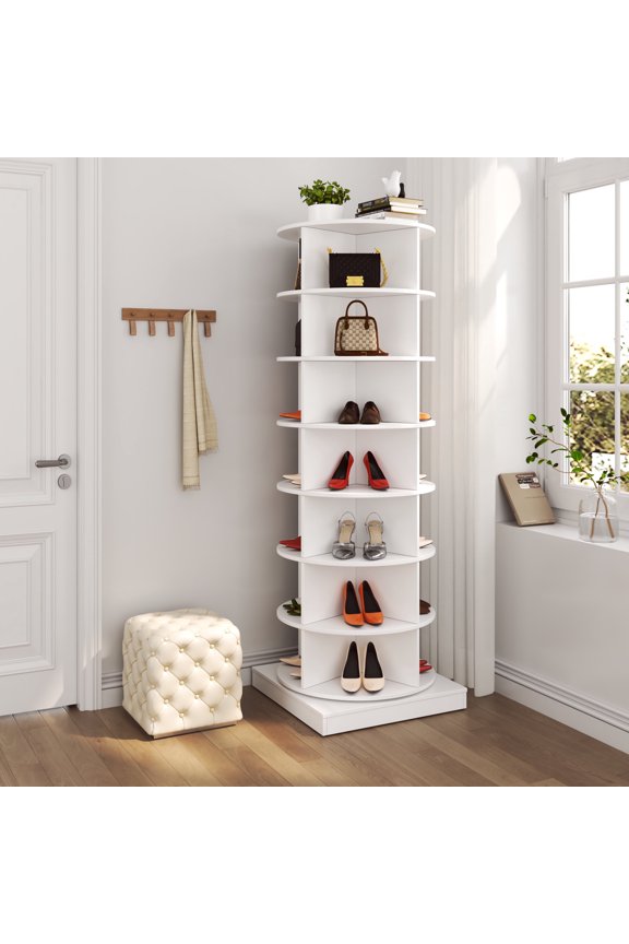 new 360 Rotating shoe cabinet 7 layers Holds Up to 28 Paris of Shoes