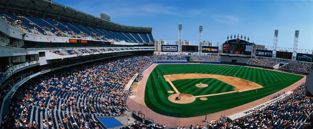 This is the new Comiskey Park Stadium Playing are the White Sox vs the Texas Rangers The attendance at this game was 26141 Canvas Art - Panoramic Images (27 x 9)