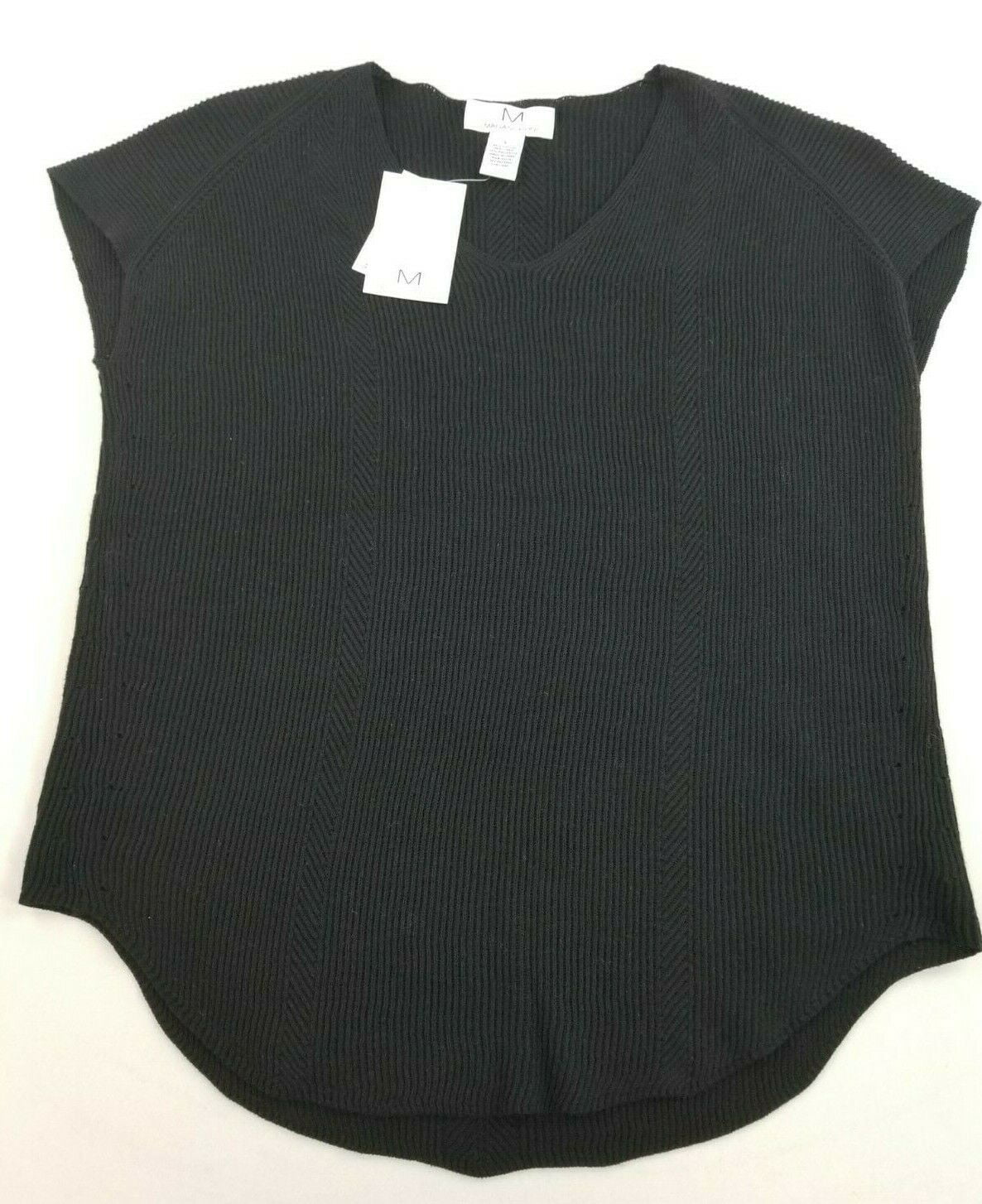 new MAGASCHONI women knit sweater shirt G801120 cotton linen black sz S $78
