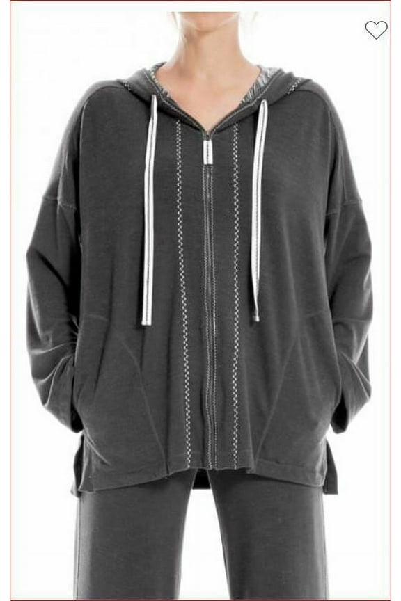 new MAX STUDIO women sweatshirt hoodie full zip A709S29 HCNATSFT grey sz S $98