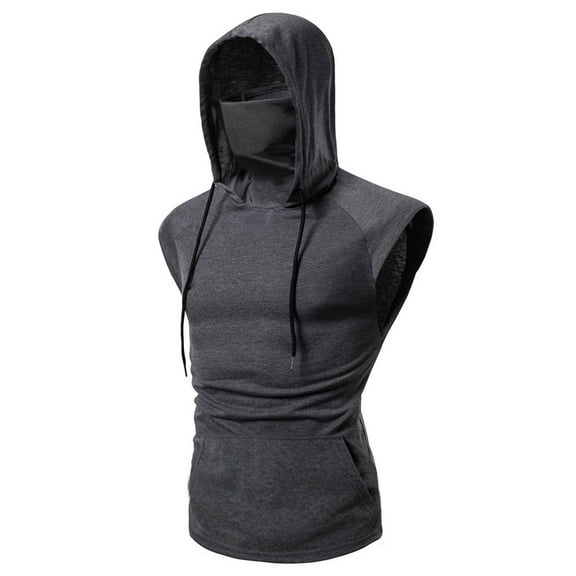 new Mens Gym Thin Hoodie Long Sleeve Hoodies With Mask Sweatshirt Casual Splice Large Mask Hoodie Sweatshirt Hooded Tops Cycling