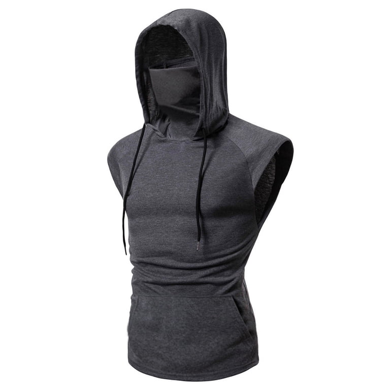 new Mens Gym Thin Hoodie Long Sleeve Hoodies With Mask Sweatshirt