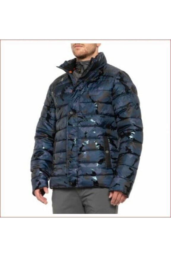 new Noize Amstdm men coat jacket 4765250-00 blue black camo sz M $230
