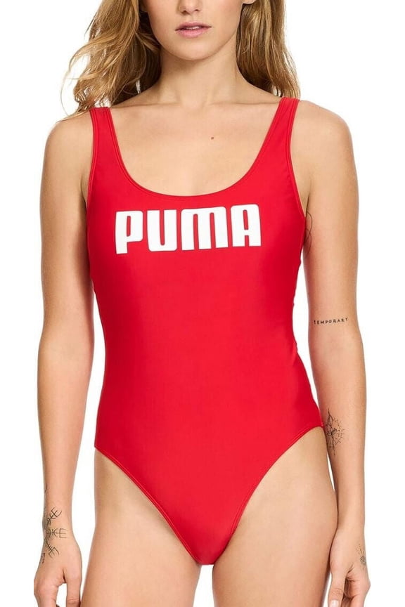 new PUMA women swimsuit SSP23MWS-05591 red spandex super soft sz M $42