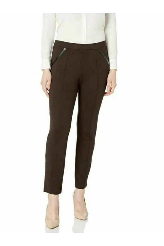 new Rafaella women pull-on pants LRBH6067 pockets dark chocolate brown 32W $68