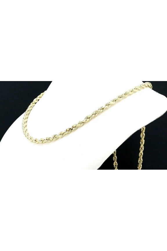 (new)Rope Chain 10k Yellow Gold Necklace, 6mm - 26in