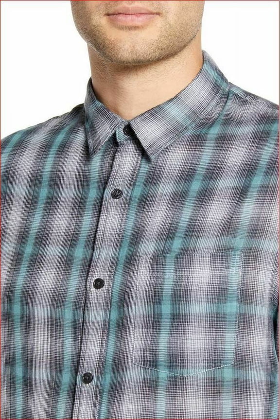 new VINCE men casual shirt classic fit M58301385 cotton grey M $195