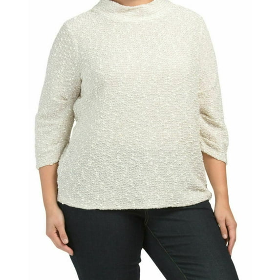 new Vince Camuto women sweater 9459678E 108 antiq white umbra forest sz 1X $89