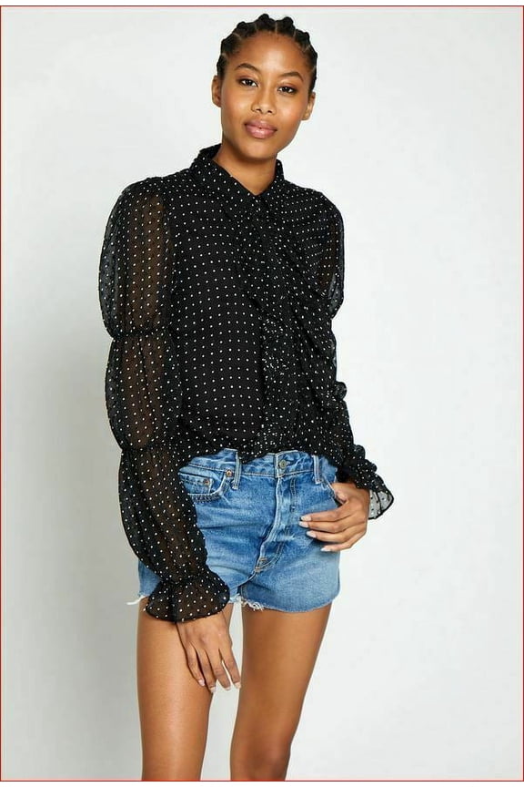 new WALTER BAKER women Mimi Top blouse shirt W53227 black Delancey Dot sz M $158