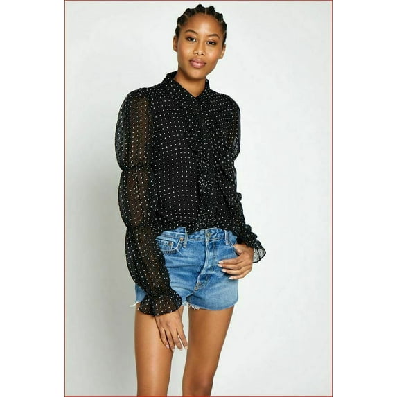 new WALTER BAKER women Mimi Top blouse shirt W53227 black Delancey Dot sz M $158