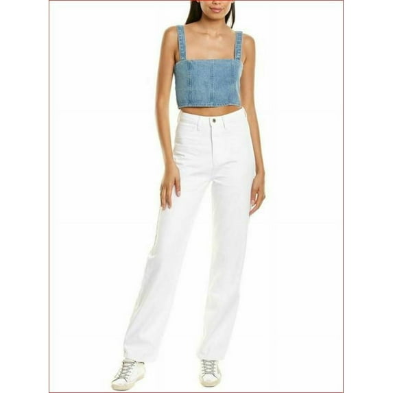 new WEWOREWHAT women Mom jeans rigid denim ZWD Powder WWDB39-1 white sz 25 $158