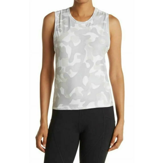 new X By Gottex women shirt top XGT-BH1003T camo gray white Peach Skin XS $50