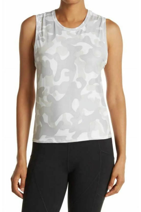 new X By Gottex women shirt top XGT-BH1003T camo gray white Peach Skin XS $50
