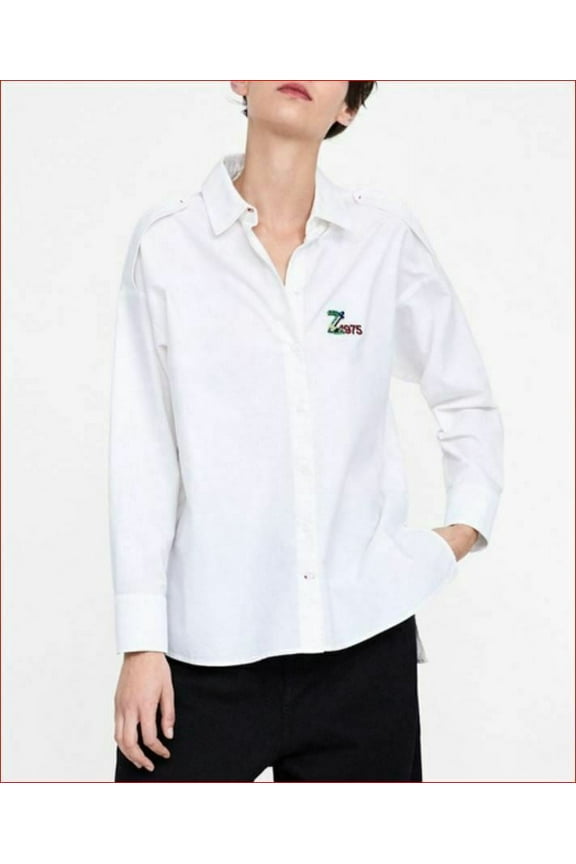 new ZARA Basic Collection women shirt 2753/235/250 white 1975 XS $78