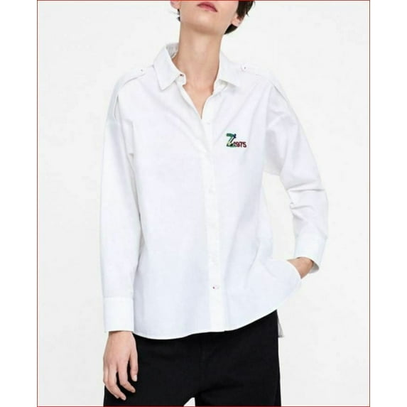 new ZARA Basic Collection women shirt 2753/235/250 white 1975 XS $78