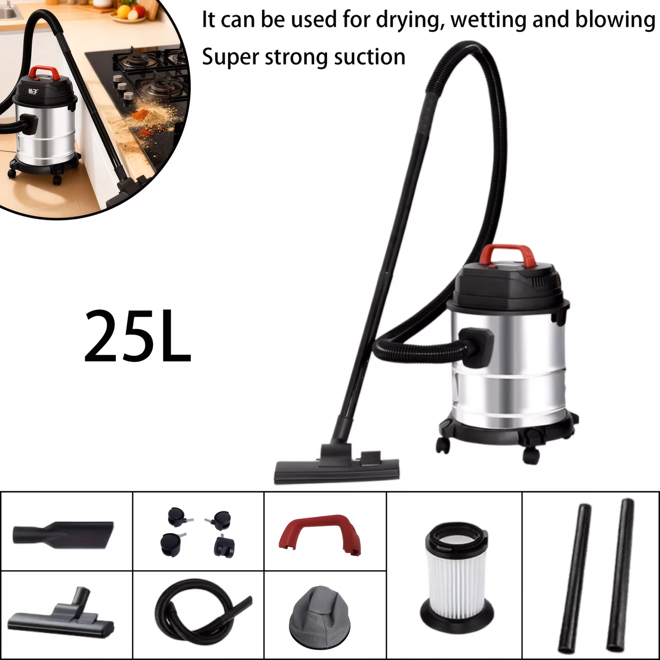 new commercial vacuum cleaner with super strong suction, lightweight, wet dry dual-use vacuum cleaner with hair dryer function wall mounted design suitable for cleaning hair and hard floors of car