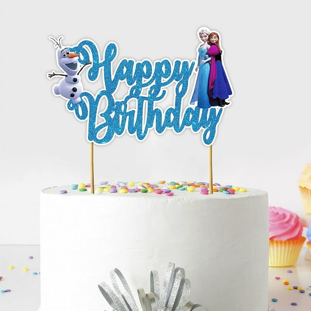 new frozen cake card happy birthday Elsa flag plug INS