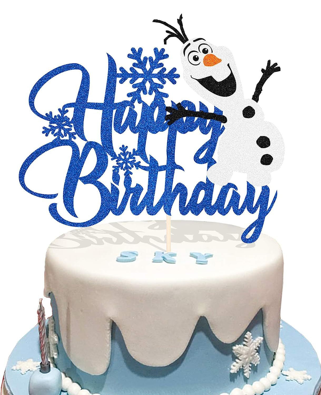 new frozen cake card happy birthday Elsa flag plug INS