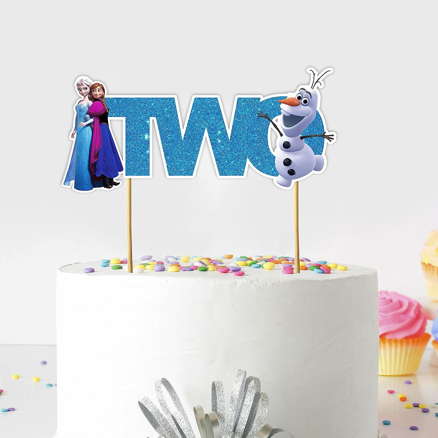 new frozen cake card happy birthday Elsa flag plug INS