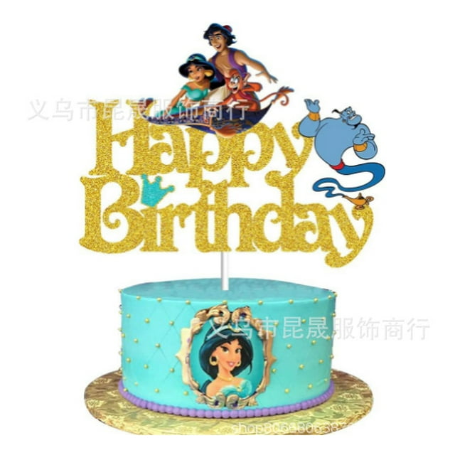 new frozen cake card happy birthday Elsa flag plug INS
