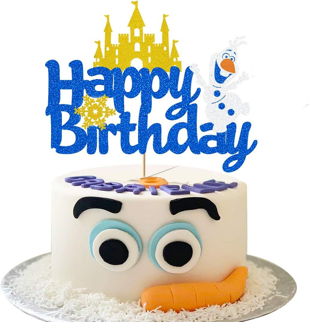 new frozen cake card happy birthday Elsa flag plug INS