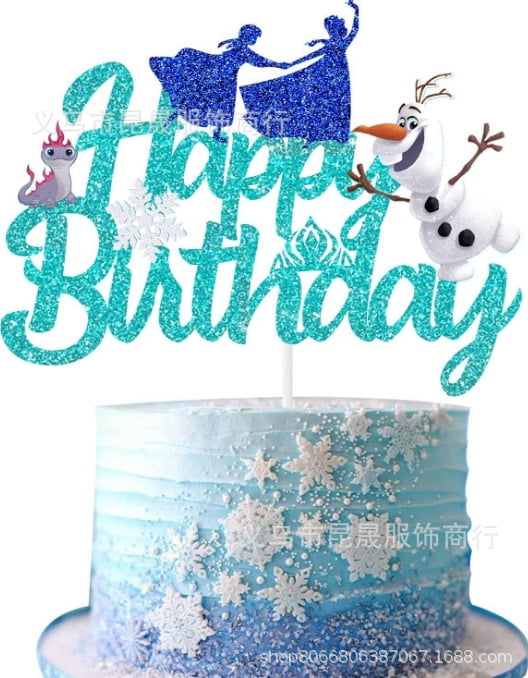 new frozen cake card happy birthday Elsa flag plug INS