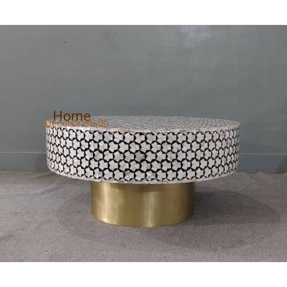 new handmade mother of pearl Inlay Round Coffee Table, mop Inlay Furniture, mop inlay coffee table, home decor furniture, moo inlay table,