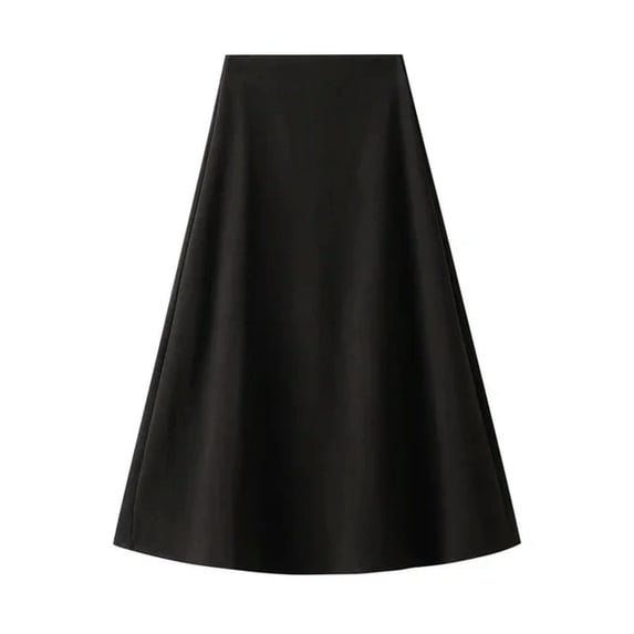 new high-waisted A-line black skirt for women new autumn and winter brown slim-fitting mid-length skirt for women-Black-M