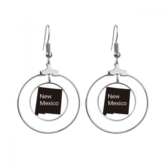 new mexico usa map outline earrings dangle hoop jewelry drop circle