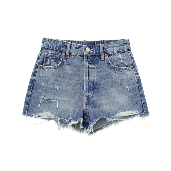 new summer women's fashionable and sexy casual ripped edge denim shorts-picture color-M