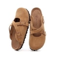 thumbnail image 1 of new women's buckle clogs and mules potato shoes cross strap sandals soft sole genuine leather slippers lazy shoes, 1 of 6